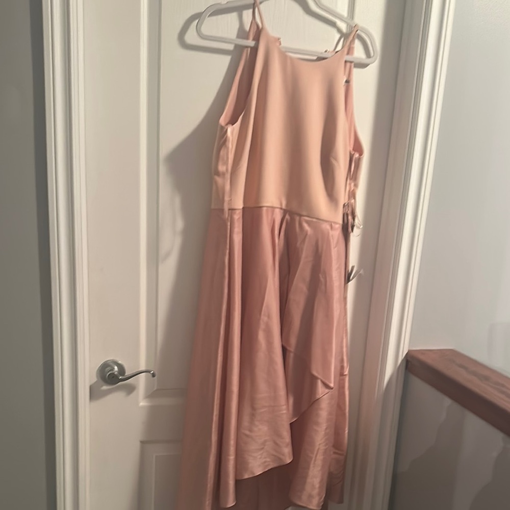 Eliza J Peach Asymmetrical Halter Sundress for Weddings